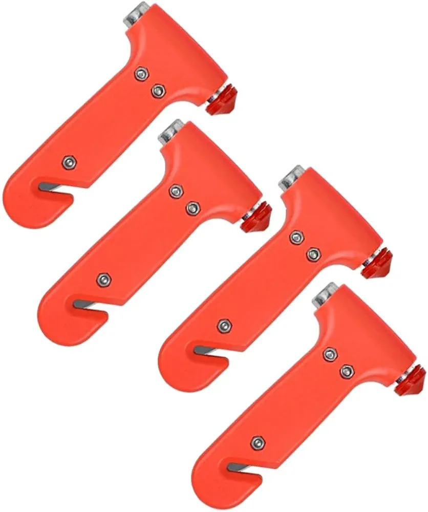 Herramienta de Rescate de 4 Piezas Martillo de Seguridad para Interruptor de Ventana del CinturóN de Seguridad, Adecuado para AutomóViles y VehíCulos.