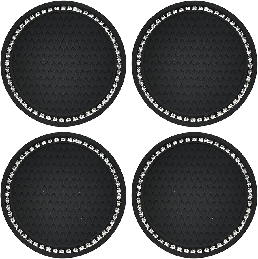 4 Piezas de Posavasos Coche, Estera Tazas Coche Antideslizante, Diamantes de imitación Antideslizantes de Silicona para automóvil Soporte para Bebidas para Coche para cafetera Accesorios de Coche