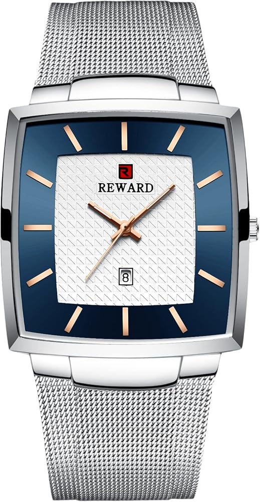 RORIOS Clásico Reloj de Hombre Cuarzo analógico Reloj con Correa de Malla de Acero Inoxidable Ultra Fino Minimalista marcar Reloj para Hombres Moda Reloj de Pulsera