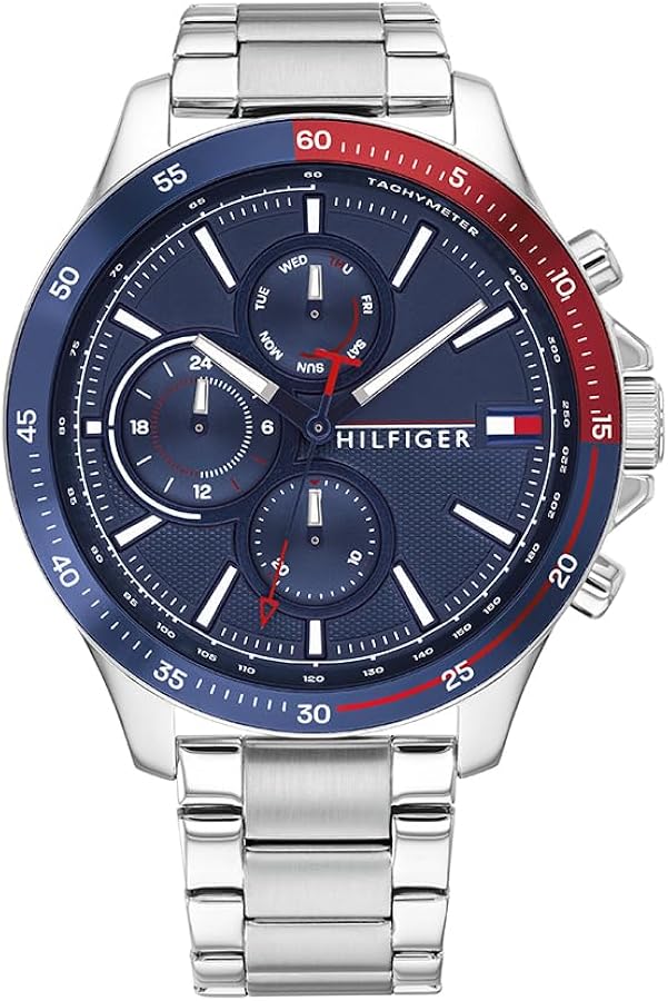 Tommy Hilfiger Reloj Analógico de Cuarzo multifunción para hombre, con Correa