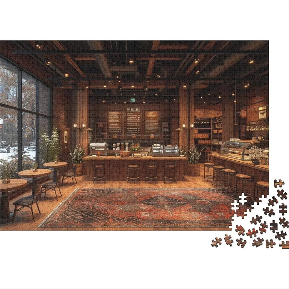 Cafetería Comfort Puzzle De Madera 1000 Piezas DIY De Rompecabezas para Adultos Día del Ocio Juego De Habilidad para Toda La Familia 1000pcs (75x50cm)