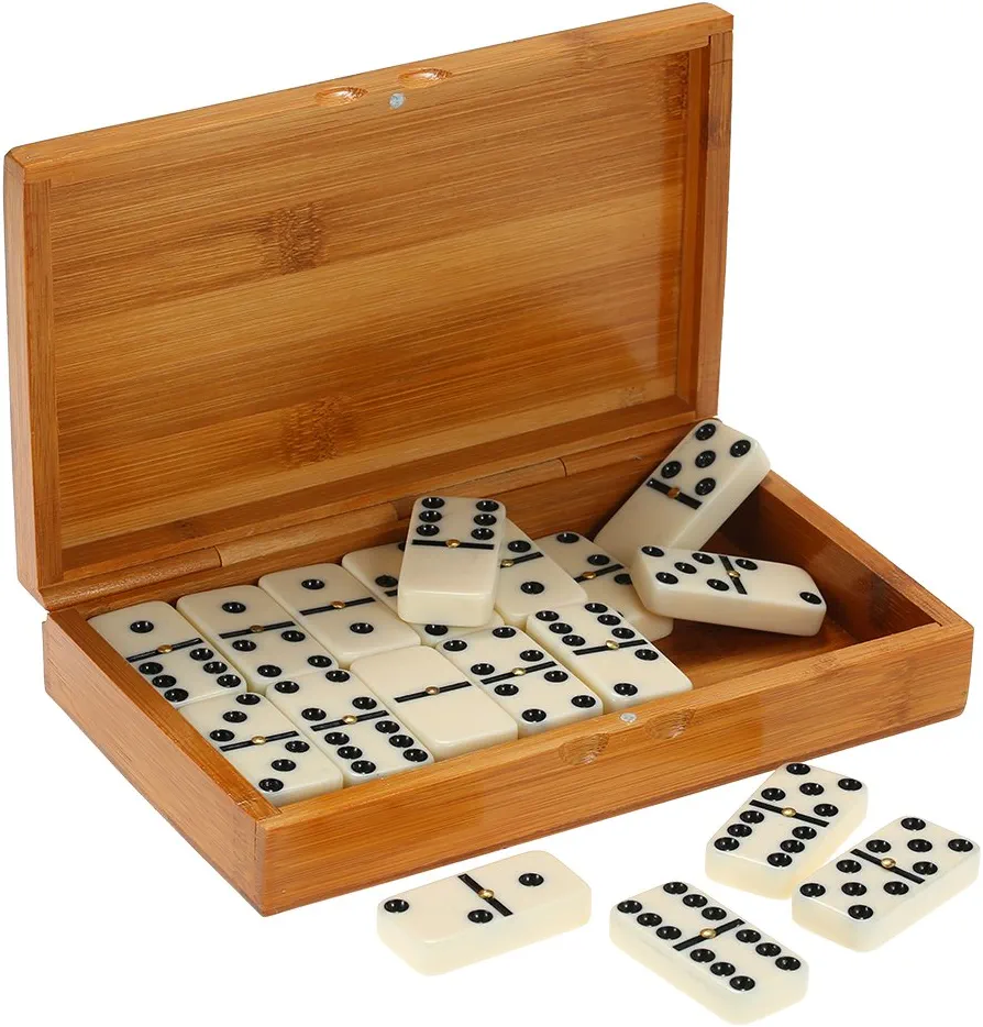 doorslay Juego de dominó doble de seis juegos de entretenimiento juego de ocio de juguete Black Dots dominó