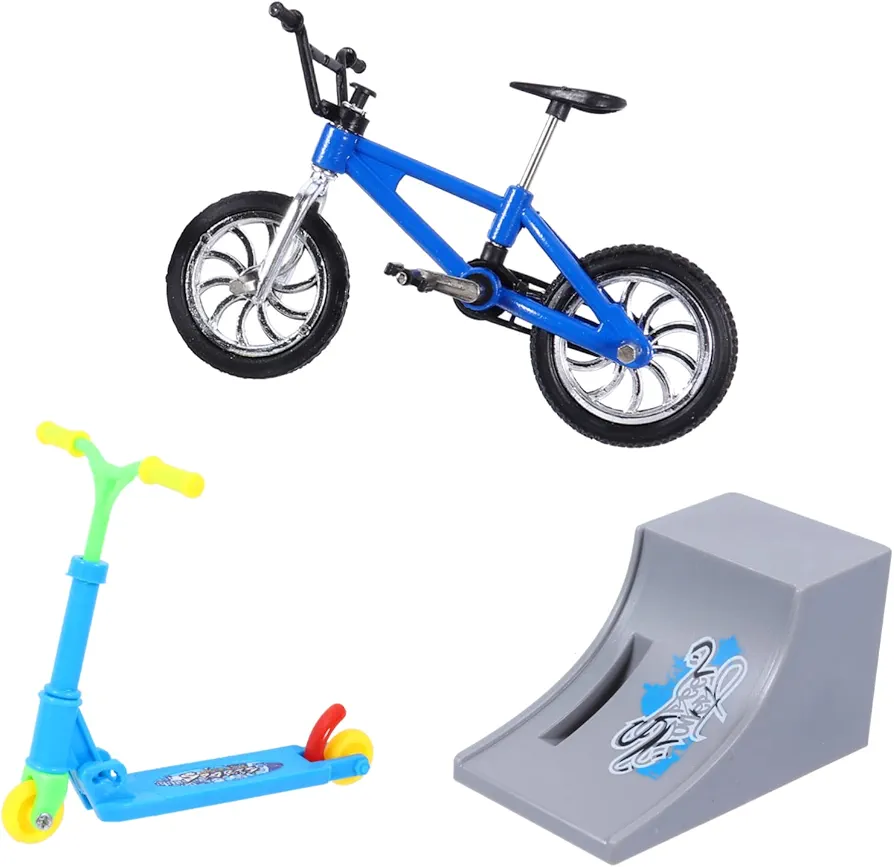 DRESSOOS 1 Juego Bicicleta De Juguetes De Juego De Escritorio De Ocio Bicicleta De Niño Micro Mini Patinete Adorno De Bicicleta Scooter De Mini Juguetes Blue El Plastico