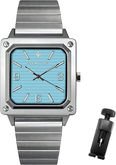 AKNIGHT Reloj cronógrafo de Cuarzo analógico de Acero Inoxidable con Fecha y Resistente al Agua para Hombre, Relojes de Pulsera de Negocios