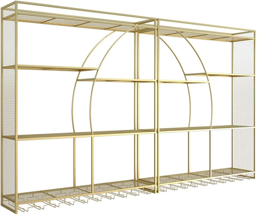 Gabinete flotante montado en la pared para copas de vino y botellas de licor para el hogar, cocina, comedor, estrella de luz
