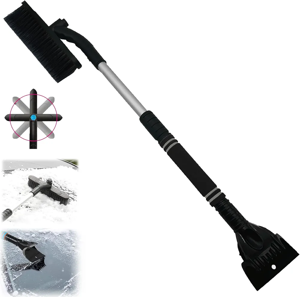Mino Plus Cepillo de Nieve del Coche,Cepillo de Nieve con raspador de Hielo,Cepillo de Nieve Desmontable,Cepillo para Quitar Nieve,Cepillo de Nieve Extensible y Rascador de Hielo para Coche (Negro)
