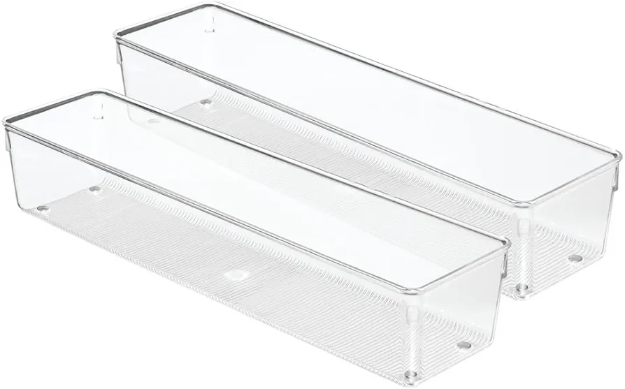 iDesign Linus Organizador de cajones, cubertero para cajones de cocina en plástico, juego de 2 cuberteros para cajón, transparente