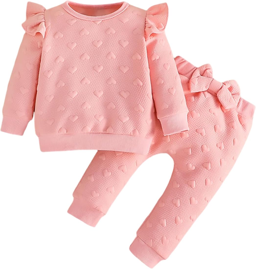 Yaopelky Conjunto de ropa de otoño e invierno para niñas pequeñas, sudadera de manga larga con pajarita
