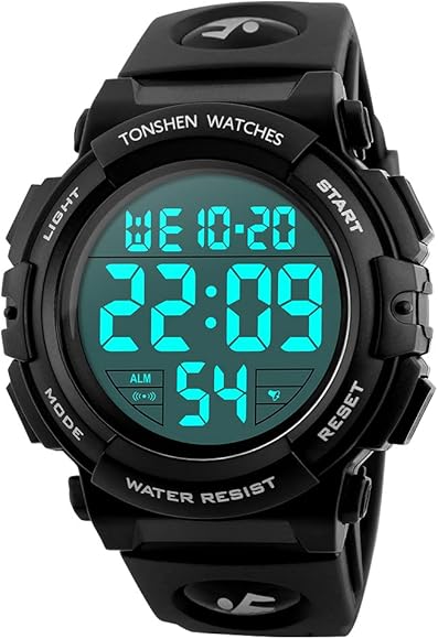 TONSHEN Unisex Impermeable Relojes De Hombre Mujer Deportivos 50M Resistente Agua Outdoor LED Digitales Electrónica Plástico Bisel Y Correa Goma Diseño Simple Cuarzo Relojes de Pulsera