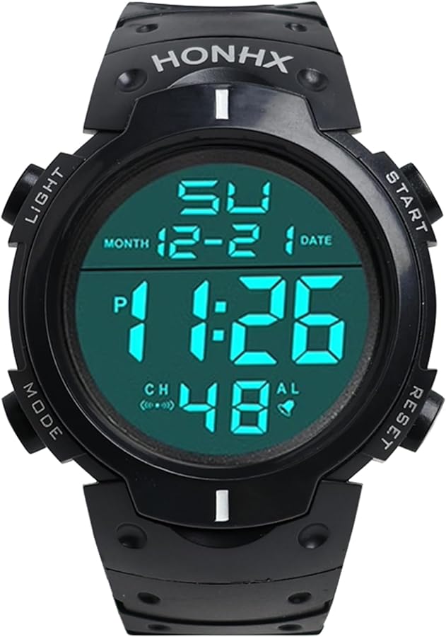 NGUIT Relojes digitales para hombre con retroiluminación LED, alarma, fecha, semana, cronómetro, reloj de pulsera militar para hombre, reloj de árbitro digital negro, reloj de árbitro de fútbol,