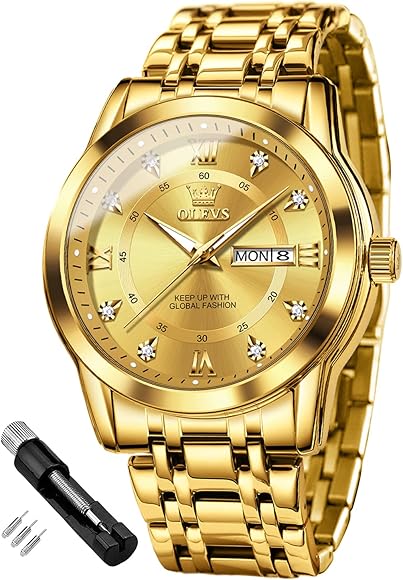 OLEVS Relojes para hombre Reloj de acero inoxidable para hombre con cara de diamante de cuarzo impermeable casual elegante reloj de pulsera regalo