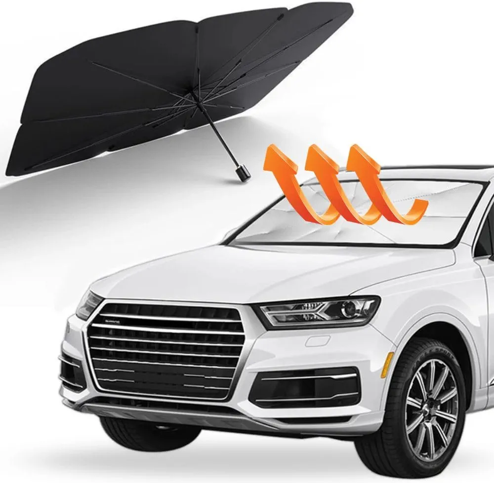 Parasol Coche Delantero, Paraguas Plegable Automatico, para Sol Coche Interior Luna Delantera Automovil, Accesorios Coche, Refrigerante, Proteccion Solar Rayos UV Parabrisas, Protector Solar Coche