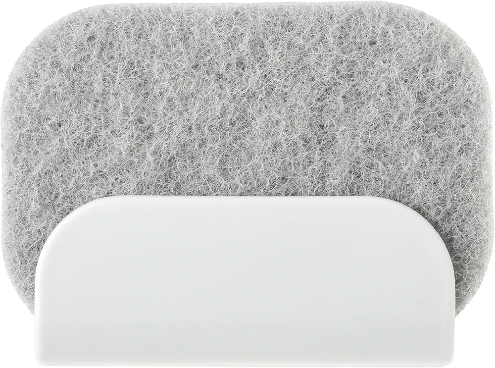 Vigar - Soporte de Estropajo para Fregadero - Fijación Mediante 2 Ventosas - 13 x 5 x 9,5 cm - Colección Rengo - Diseño Sencillo y Elegante - Blanco