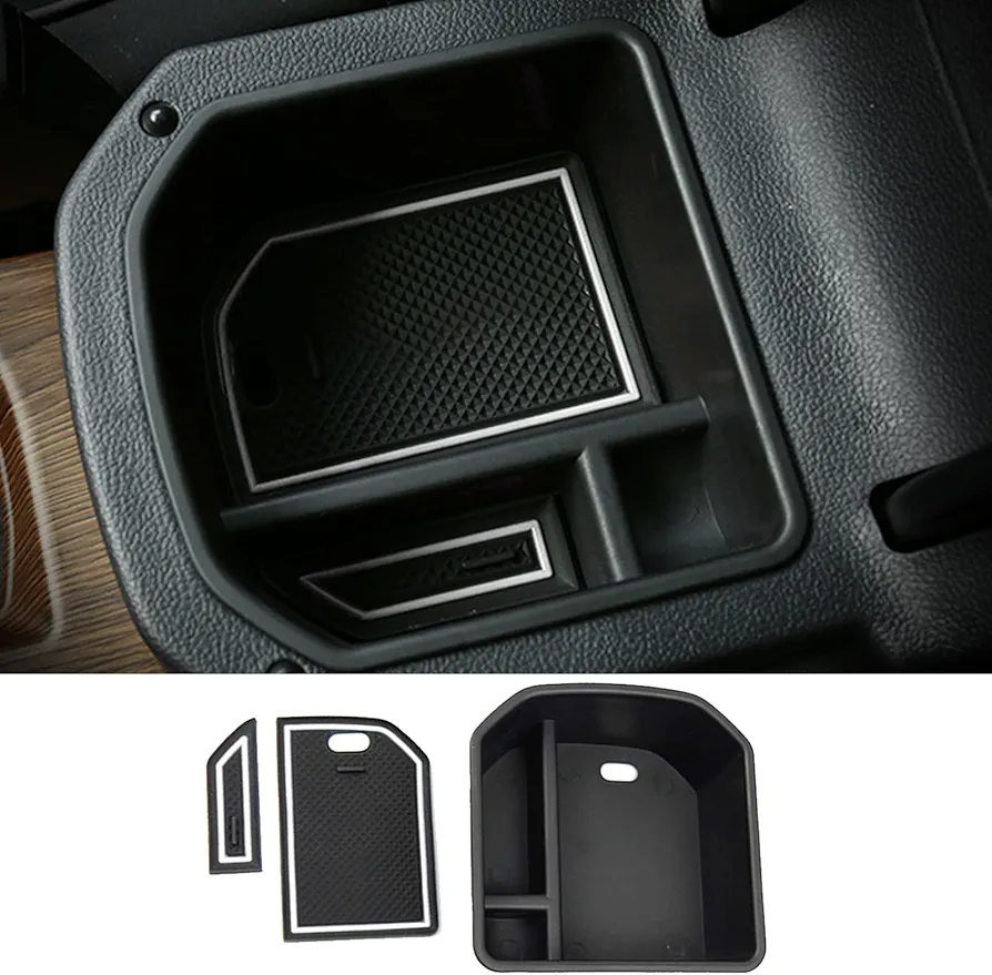 CDEFG para T-ROC Caja de almacenamiento, Consola Central Apoyabrazos Caja del coche Interior V W T ROC Center Armrest Storage Box, Con Tapete Antideslizante Accesorios Interiores del coche (Blanco)