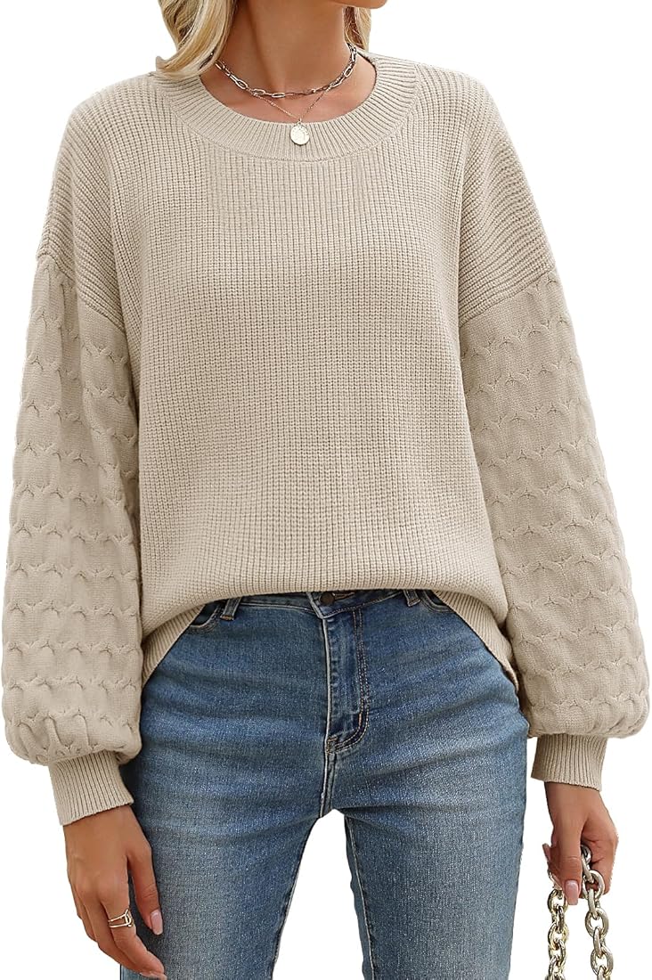 Lonya Jersey Mujer Invierno Elegante Redondo Sueter Casual Manga Larga Jerséis Punto Ropa Sweater Blusas Tops