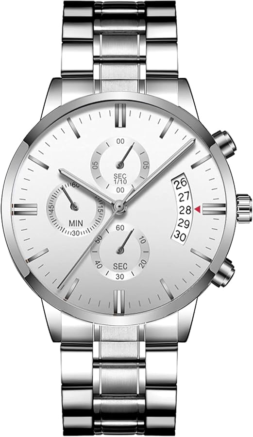 Nicoone Reloj de cuarzo para hombre, resistente al agua, para negocios, correa de acero inoxidable, función de fecha, regalo para hombres