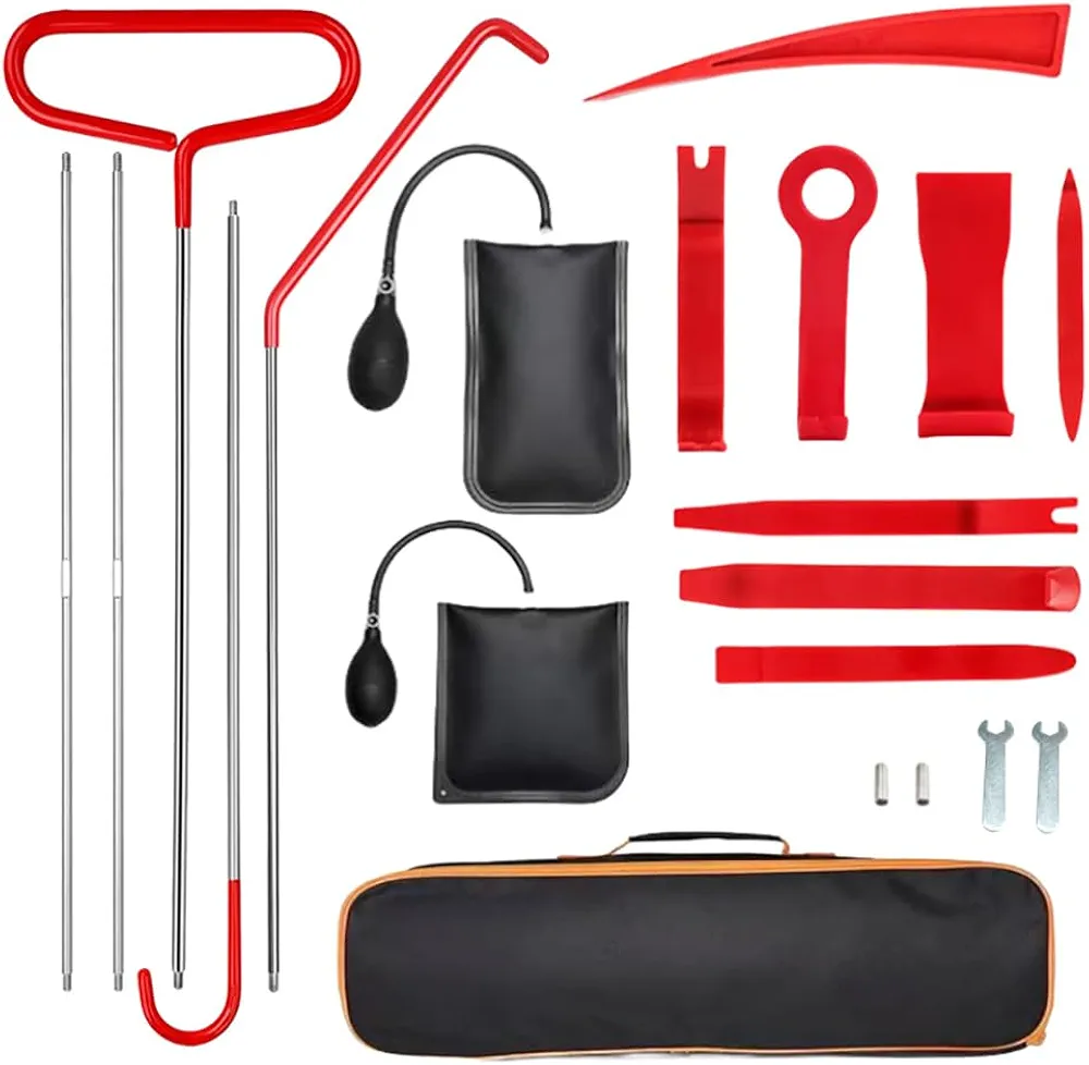 HEYOUTH Kit de Emergencia para Coche, Kit de desbloqueo de Puerta de Coche,Herramienta de Desmontaje de Coche,20 pcs con Mango Largo, Bomba de cuña de Aire, cuña sin Dejar Rastro, para emergencias