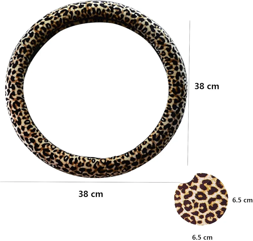 Funda de Volante Estampada con Leopardo para Mujer, Cubiertas de Volante Leopard con Bonus 4PCS Posavasos de Copas de Coche Leopard, Accesorios de Coche Leopard.