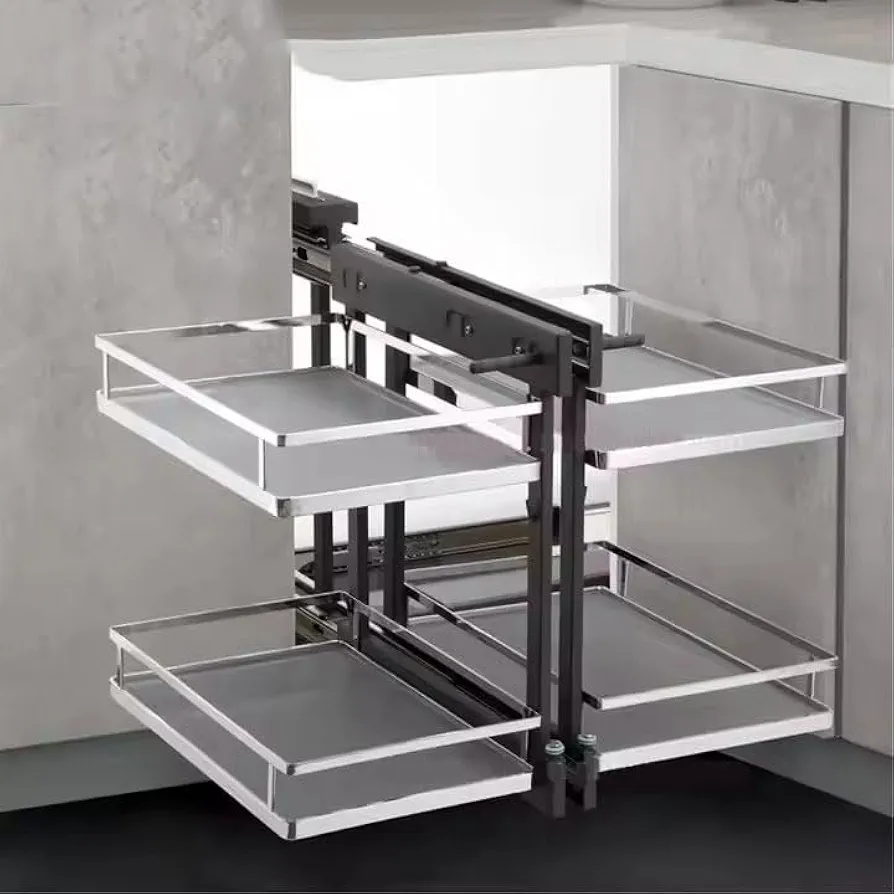 Organizador de almacenamiento de esquina para armario de cocina con 4 cestas extraíbles, solución de almacenamiento para la cocina del hogar (800 900 mm)