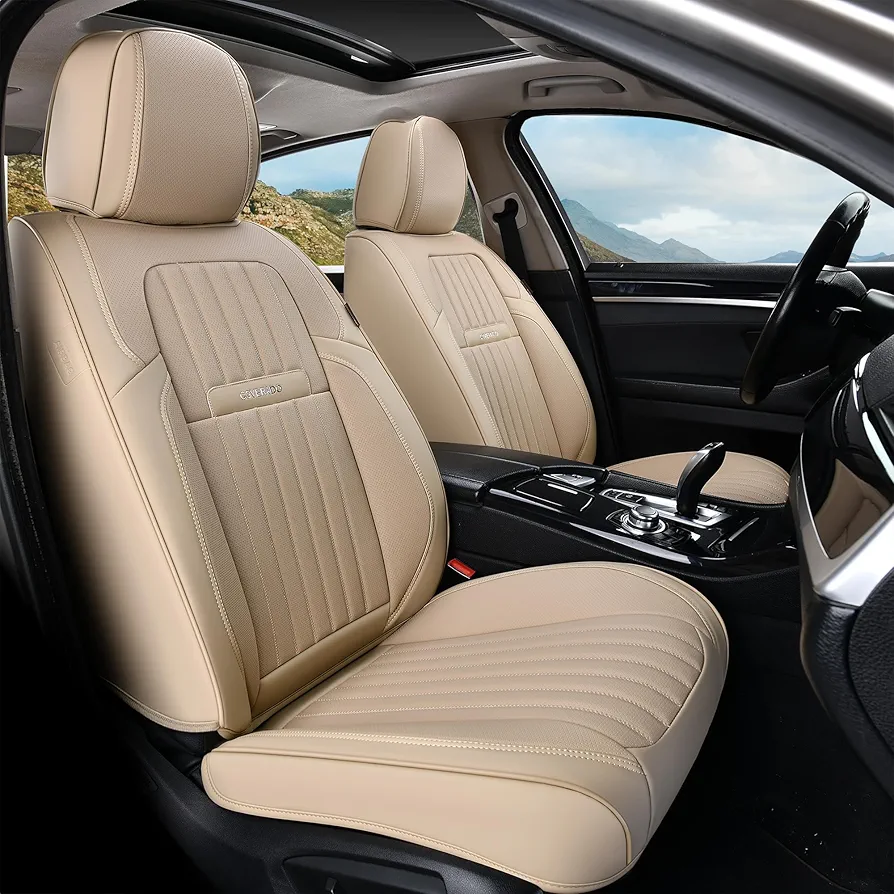 Coverado Cubierta del Asiento del automóvil, Universales Fundas de Asientos Delanteros - Protector de Asientos de Cuero Nappa para la mayoría de los Camiones Vans automotrices