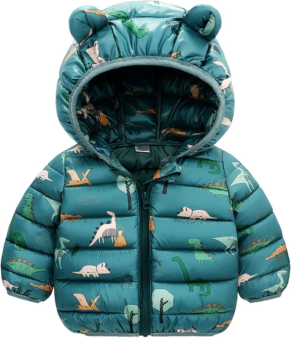 JinBei Chaqueta Invierno para Bebés, Niños Niñas Abrigo Plumas con Capucha, Unicornio Dinosaurio Cazadora Chandal Acolchado Traje CáLido Grueso Ligero Infantil Otoño Nieve Niño Niña 1-5 Años