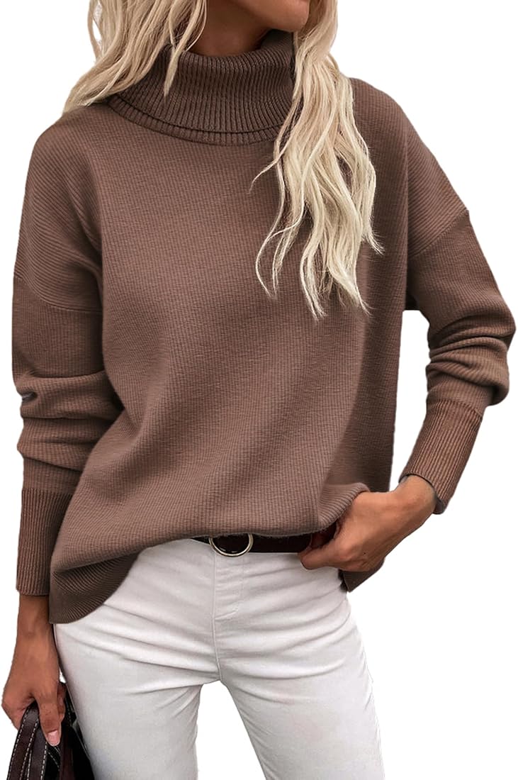 Zeagoo Jersey de Cuello Alto para Mujer Otoño Cálido Sueter Invierno Pullover Largo Elegante Casual Punto Sweater