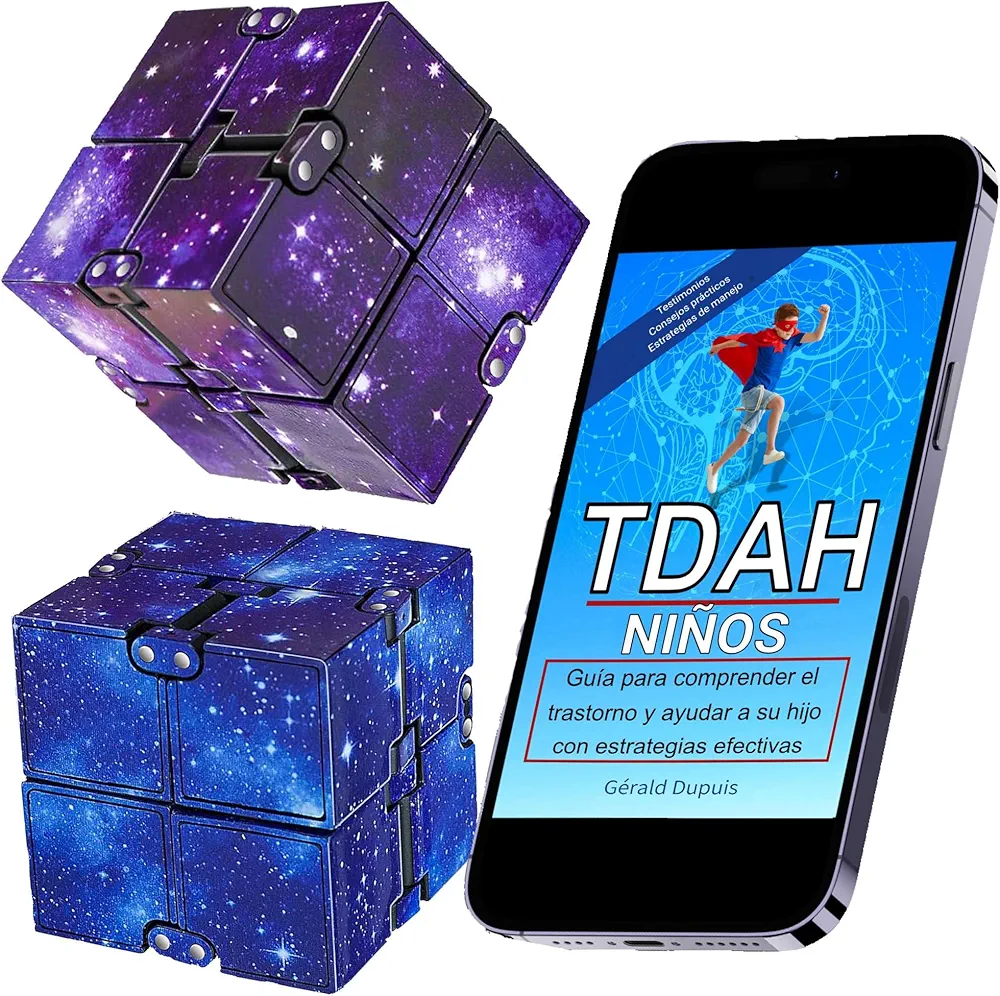 Juego de 2 cubos sensoriales con TDAH - Juguetes antiestrés para niños, incluye eBook educativo