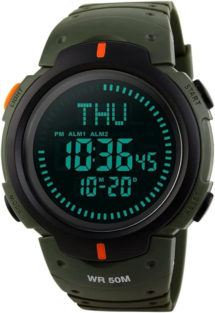 TONSHEN Brújula Relojes de Hombre Deportivos LED Digitales Outdoor 50M Resistente Agua Militares Táctica Plástico Goma Relojes de Pulsera LED Display 12H/24H 3 Alarma para Aventura Viaje