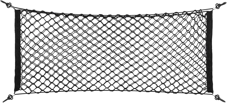 Jadeshay Red Maletero de Coche, 90x40cm Malla de Almacenamiento de Coche Extiende hasta 110cm, Bolsa de Almacenamiento de Coche con 4 Ganchos ABS