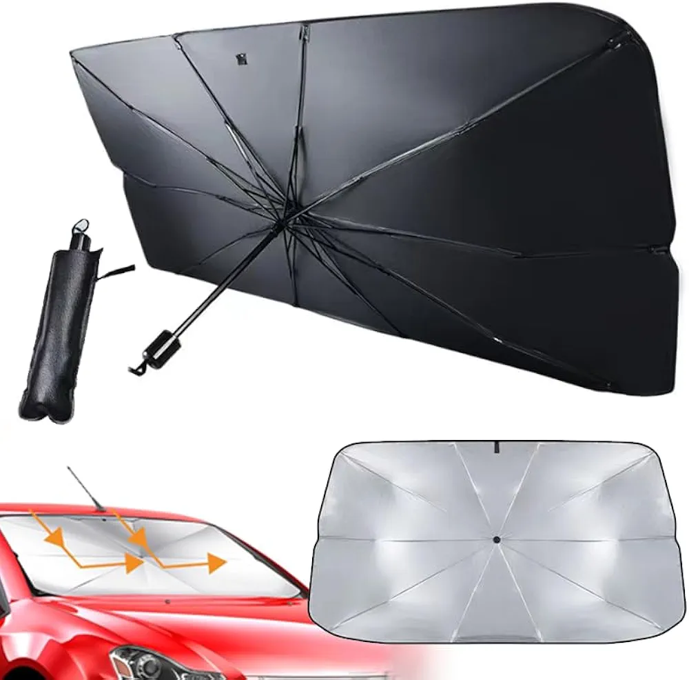 YUZHEDM Parasol para Coche Ventana Delantera 65 x 125 cm Plegable Parabrisas Parasol Coche Sombrilla Paraguas del Coche para Lunas Delanteras,se Adapta Mayoría los Automóviles y SUV