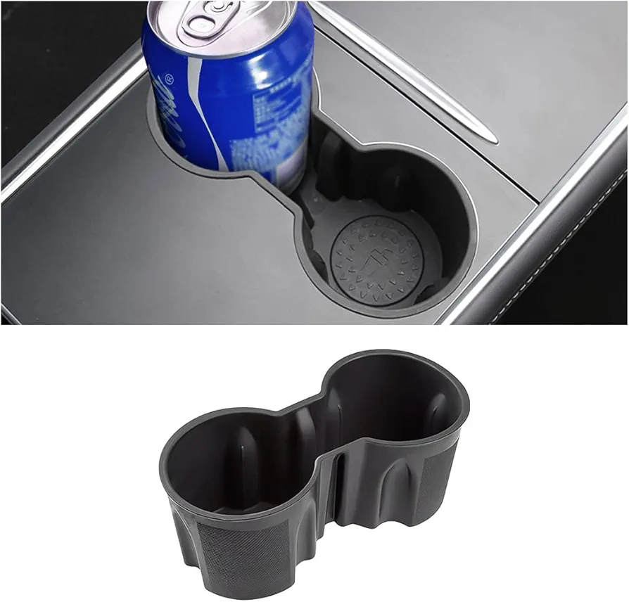 JNNJ Portavasos para Model Y Model 3, Consola Central Portavasos para Model 3/Y, Fijo Portavasos para Modelo Y 2021 2022 2023, Interior Asiento Delantero Organizador Tazas Impermeable Accesorios