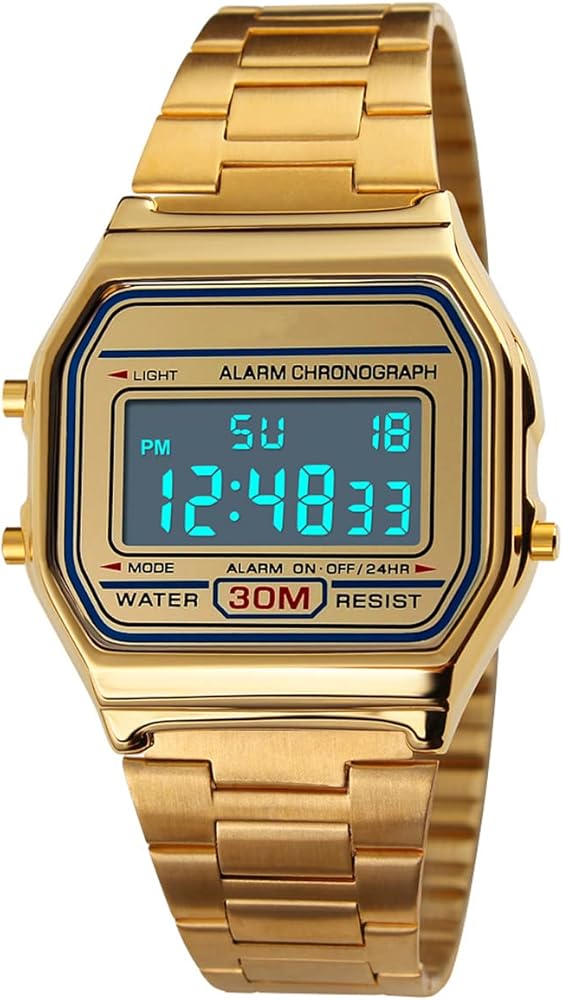 Nicoone Reloj de Pulsera De Lujo para Negocios,Digital Vintage para Hombre y Mujer, Resistente Al Agua 30M, De Acero Inoxidable