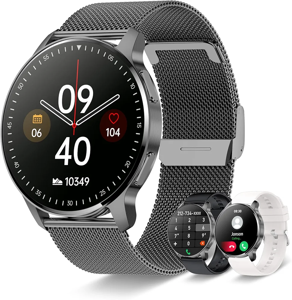 Betatree Smartwatch Mujer Hombre con Llamadas Bluetooth, 1,32" Reloj Fitness Inteligente Redondo, 20 Modos Deportivo Smart Watch Podómetro Monitor Sueño Pulsómetro, Pulsera Actividad Android iOS