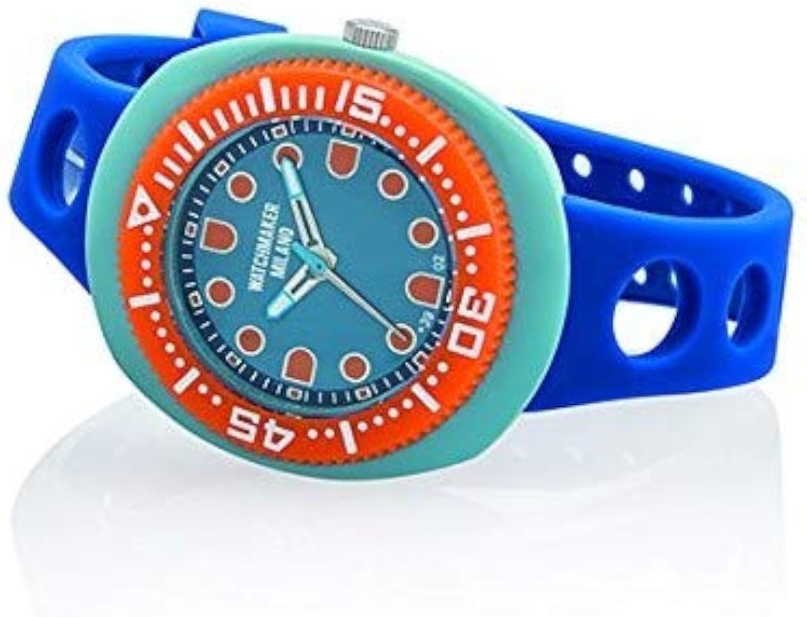 Watchmaker Milano Sub - Reloj de pulsera para hombre Submariner vintage de cuarzo de los años 70 (naranja y azul), Vintage
