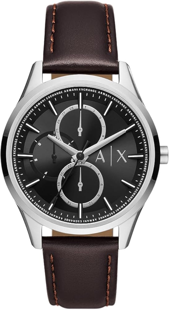 Armani Exchange Reloj para Hombre, Movimiento cronógrafo y Caja de 42 mm con Correa de Acero, Piel o Silicona