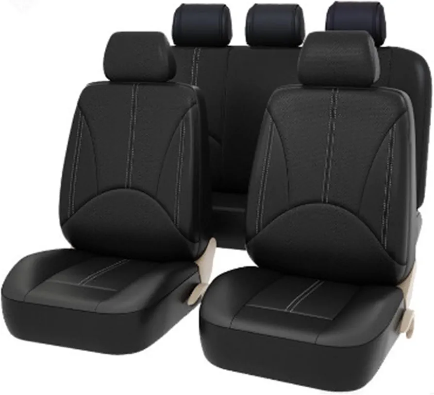 SNXLW 5 Asientos Universal Funda Asiento Coche para Mini Hatch R50 R56 F55 F56 JCW/One/One D/Cooper/S 2001-2024 Fundas para Asientos Delanteros y Traseros Airbag Compatibles,Black