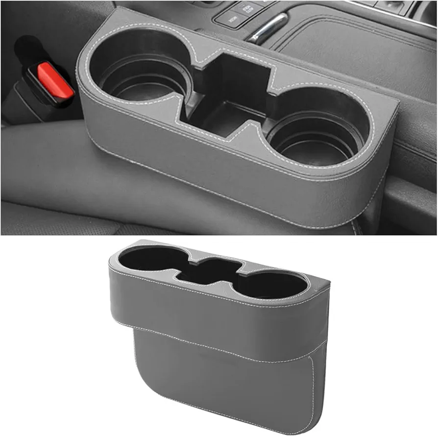 JNNJ Organizador de Espacio para el Asiento de Cuero PU, Caja de Almacenamiento del Asiento del Automóvil, Accesorios para Coches, Organizador del Asiento Delantero, para Coches(Gris)