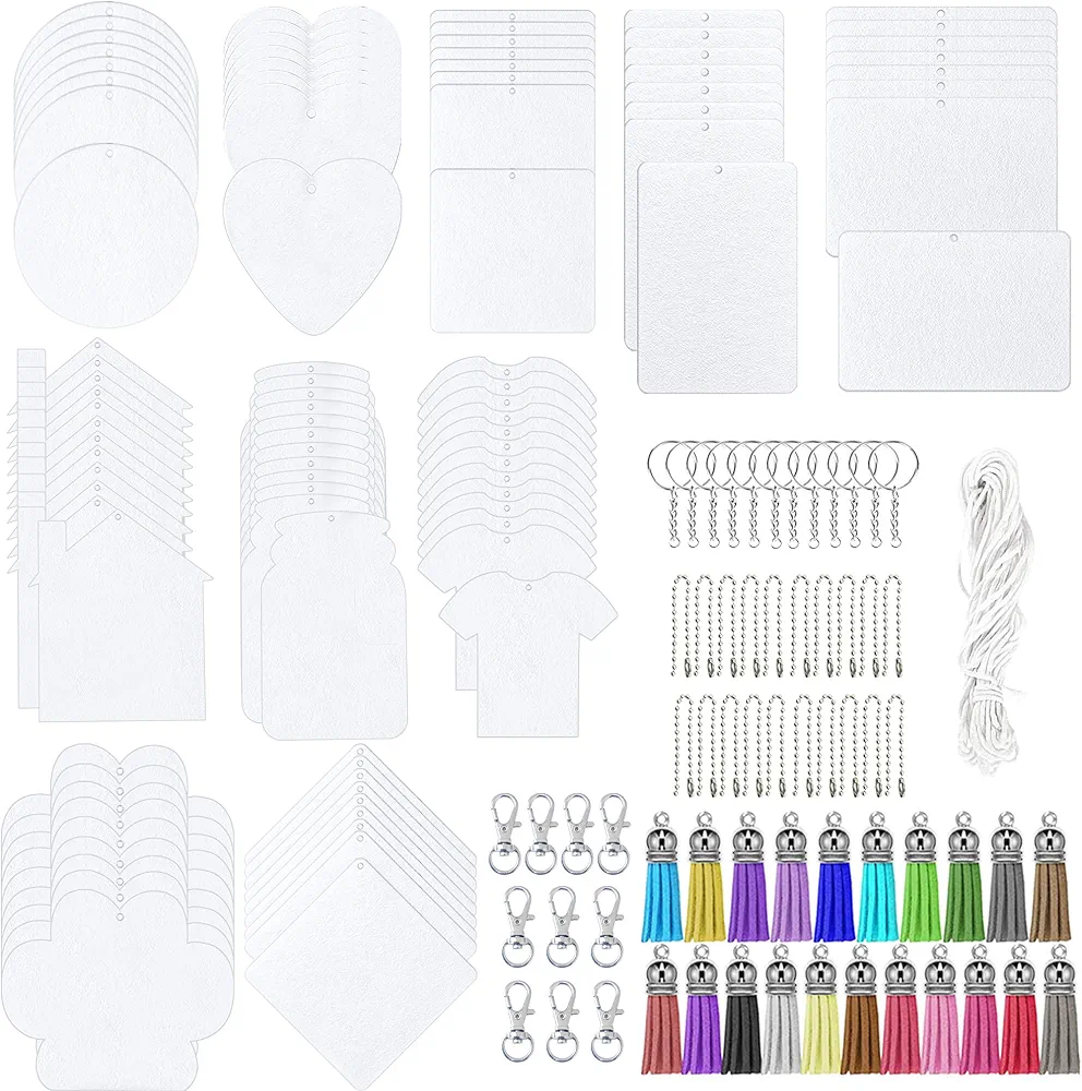 Allazone 160 Pz Fieltro de Sublimación en Blanco, 10 Forma Fragancia Colgante para Pintar y Decorar el Coche con Aromaterapia con Cuerda, Borla para Uso en El Hogar y Decoración del Automóvil
