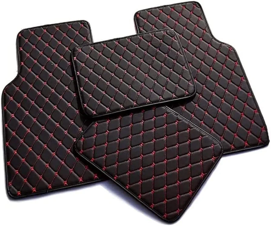 SBFGH Alfombrillas Coche Cuero para MG HS 2018 2019 2020 2021 2022 2023-, Auto Todo Clima Alfombrillas Impermeable Antideslizantes Accesorios de Coche,G Black Red