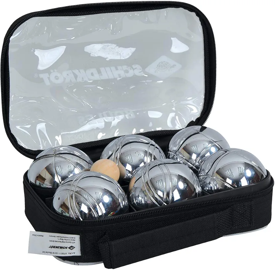 Schildkröt Boccia, Juego de Petanca, 2X 3 Bolas de Acero, 1x Bola Objetivo con Medidor de Distancia, en Bolsa de Transporte con Cierre, 970008