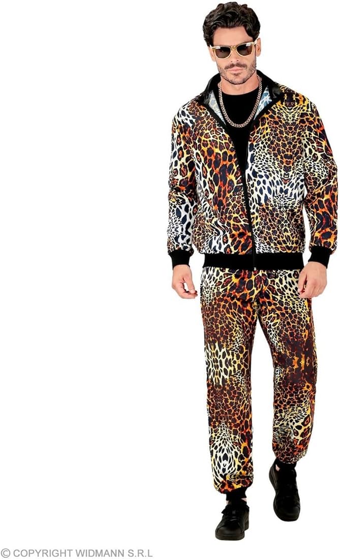 W WIDMANN - Disfraces Chandal, Animal Print Leopardo, Animal Print, Traje de los 80, Traje de jogging, Traje de mal gusto, disfraces de carnaval