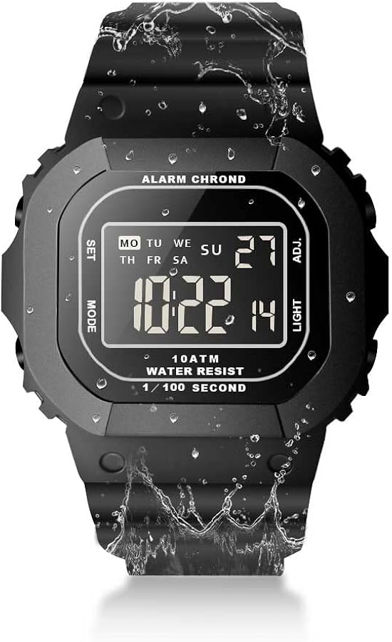 TEKMAGIC Reloj Impermeable 100 Metros para Buceo y Nadar Reloj Pulsera Hombre con Despertador, Cronógrafo, Hora Dual Calendario, Cuenta Regresiva, Formato de 12 o 24 Horas