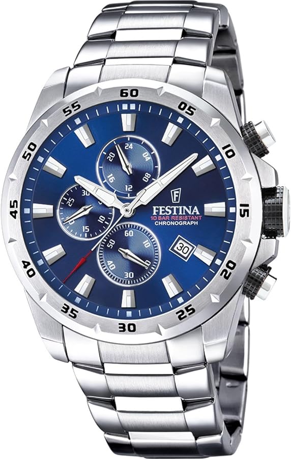 Festina Reloj Hombre F20463/2 Chrono Sport Caja de Acero Inoxidable 316l Plateado Correa de Acero Inoxidable 316l Plateado