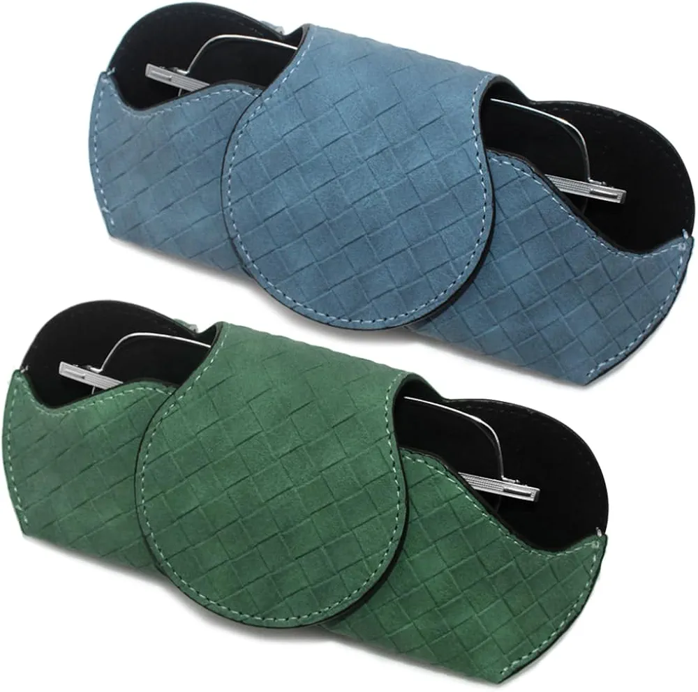 AIFUDA 2 Soportes para Gafas de Sol para Visera de Coche, Caja organizadora de Gafas de Cuero con Clips para Visera de automóvil, Accesorios de Visera Interior automotriz