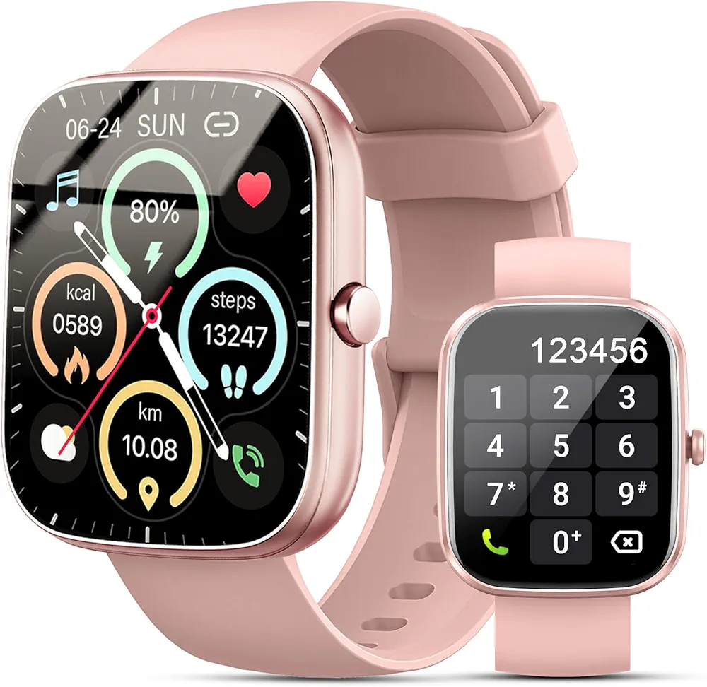 Reloj Inteligente Hombre Mujer, 1.91" HD Smartwatch con Llamadas Bluetooth, Podómetro/Pulsómetro/SpO2/Monitor de Sueño, IP68 Pulsera Actividad con 100+ Modos Deportivos, Smart Watch para Android iOS