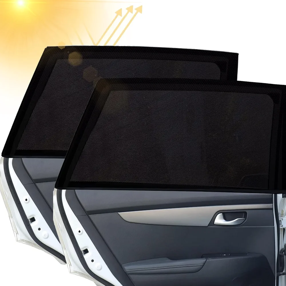 2 PCS Parasol Coche Lateral Bebé,Universal Parasol de Coche,Parasol Coche Infantil Lateral Protección UV de Doble Tela, Cortinas para Coche, Mosquitera para Coche Protegen a su para Niños y Mascotas