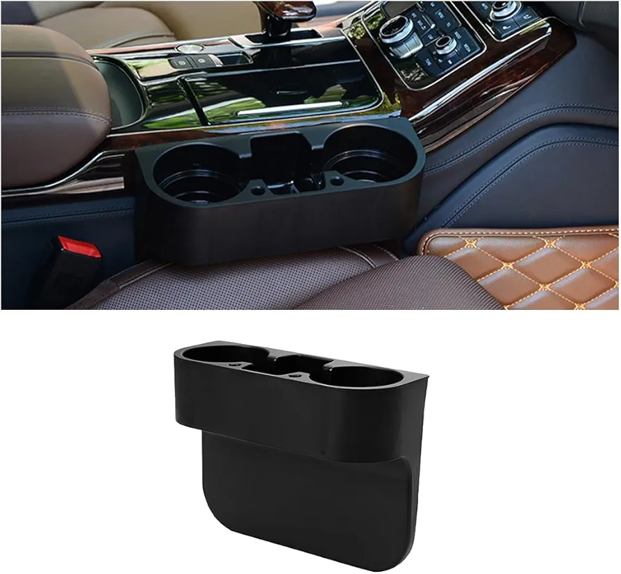 CGEAMDY Organizador Gap Asiento Coche, Asiento Coche Lateral Gap Filler, Auto Gap Organizador Caja Coche, Multifuncional para Espacio de Asiento con Portavasos, Accesorios de Automóvil(Negro)