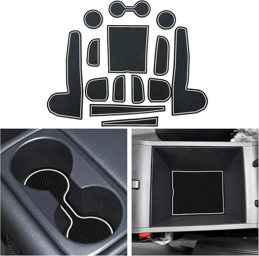 CDEFG Compatible con Hyundai Tucson NX4 2021-2023 2024, Alfombrillas de Goma Antideslizantes Tucson NX4 Reposabrazos Consola Central Portavasos Tucson 2024 Transmisión Electrónica Accesorios (Blanco)