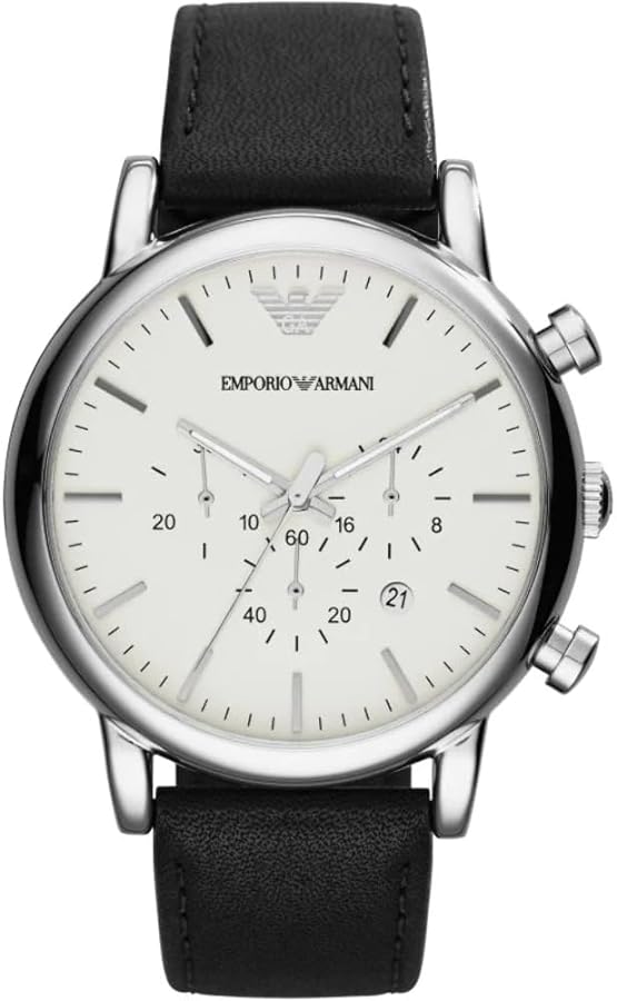 Emporio Armani Cronógrafo para hombre, reloj de acero inoxidable, tamaño de caja de 46 mm