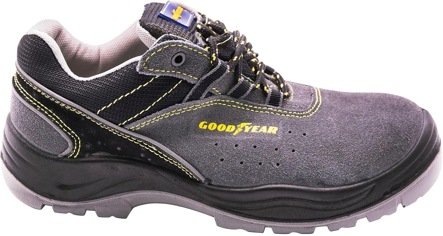 Goodyear - Calzado de Seguridad - Piel Serraje Gris - Alta Resistencia - Forro Antibacteriano - Plantilla Extraíble - Talla 36